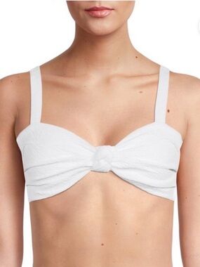 Time and Tru White Knot Front Bikini Top